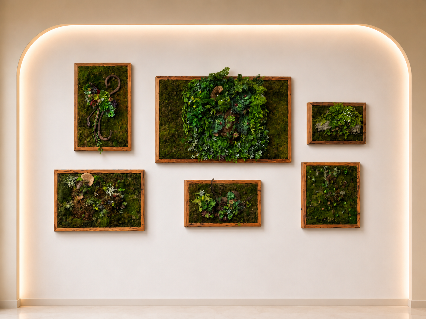 Colorful living wall garden composition